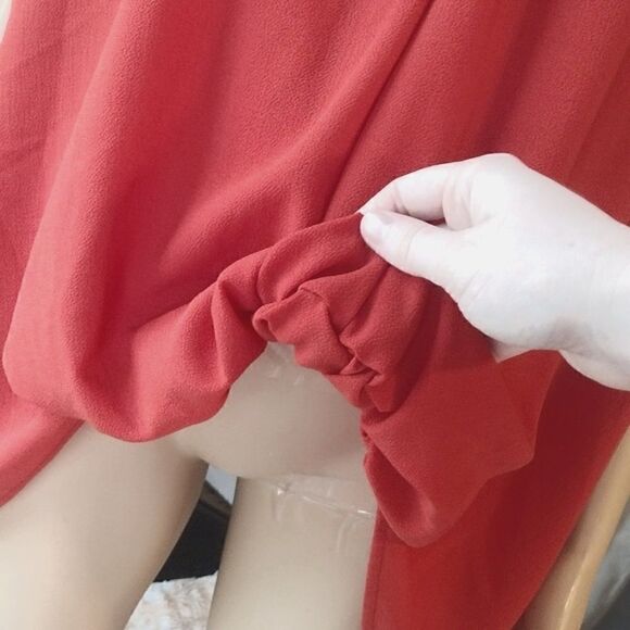 Ivy Jane Women's Size M/L Solid Primary Red Dressy Neck Tie Blouse Top - Picture 8 of 10